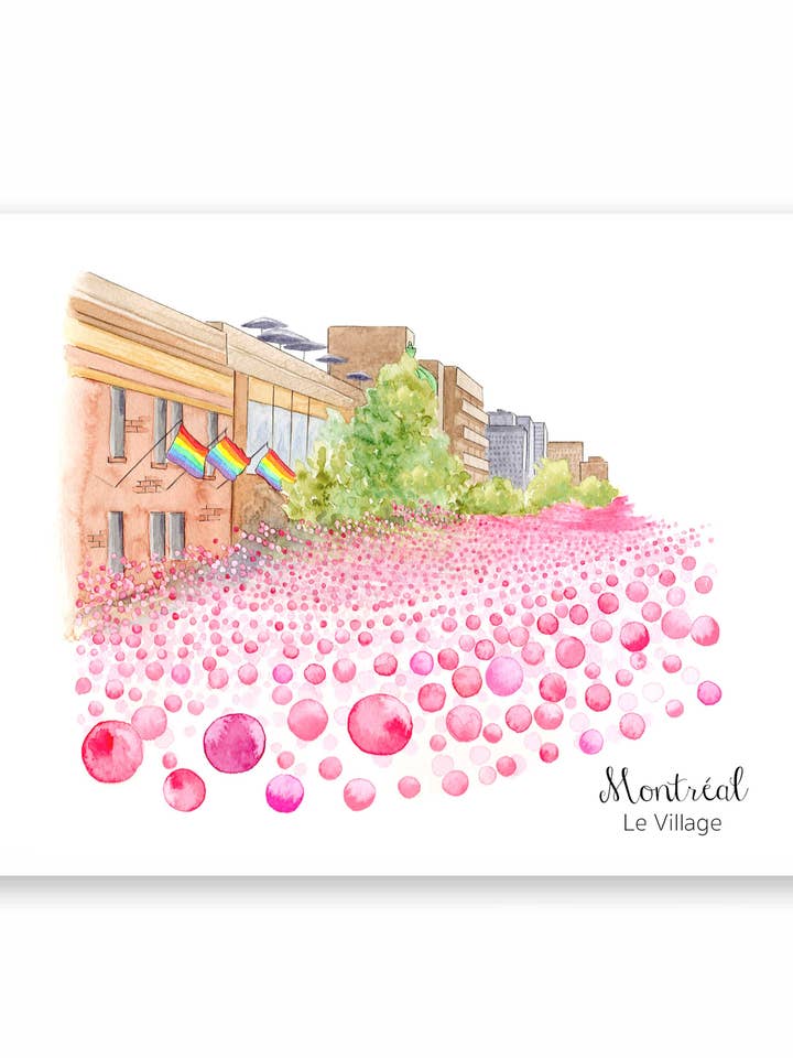Village gay de Montréal, carte postale pour la vente par Hobeika Art
