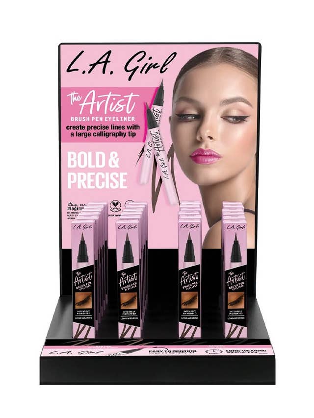 LA Girl GPD485 Konstnären Brush Pen Eyeliner Display - 24st för wholesale av PINEAPPLE Beauty