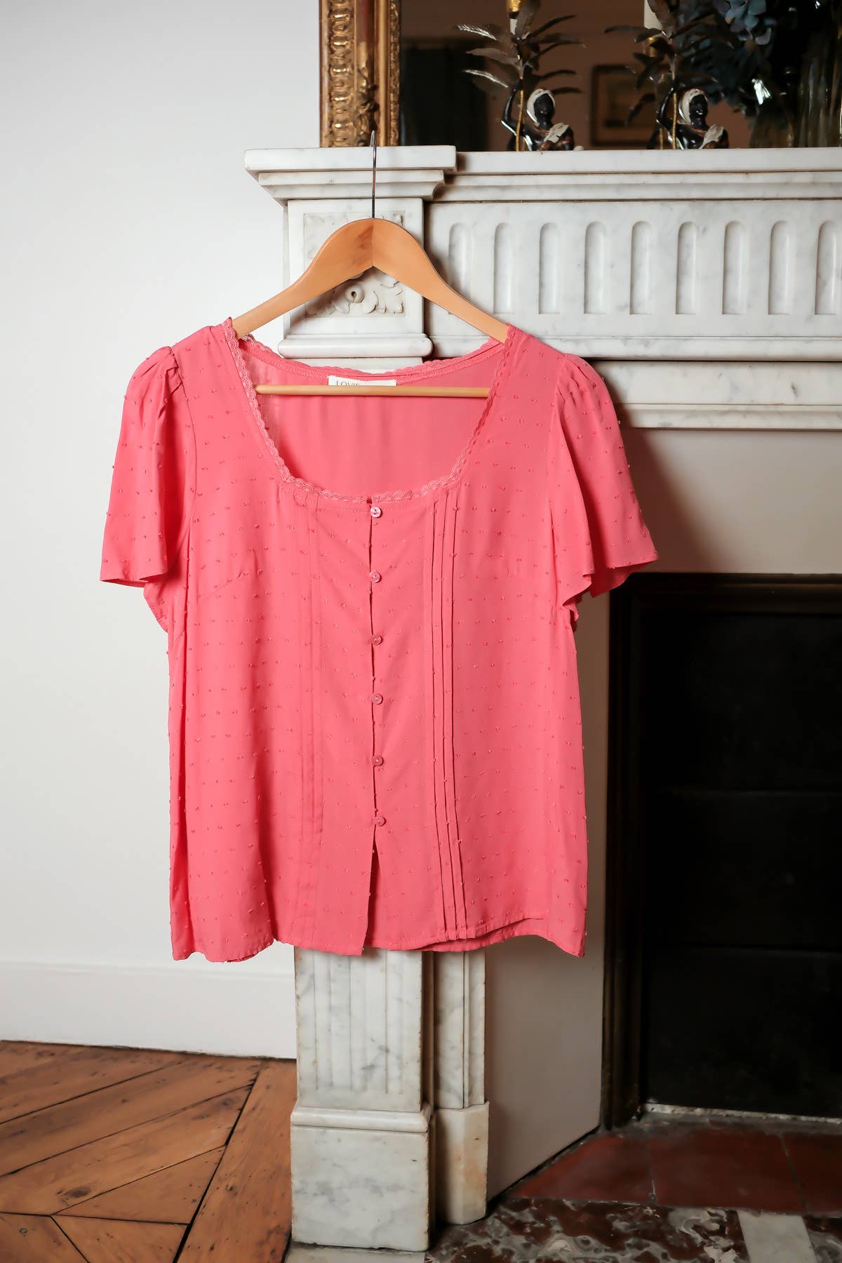 LOVIE & CO - Wholesale Blouse - Women's - Square neck top with plumetis short sleeves - ASD95705-JENNA0