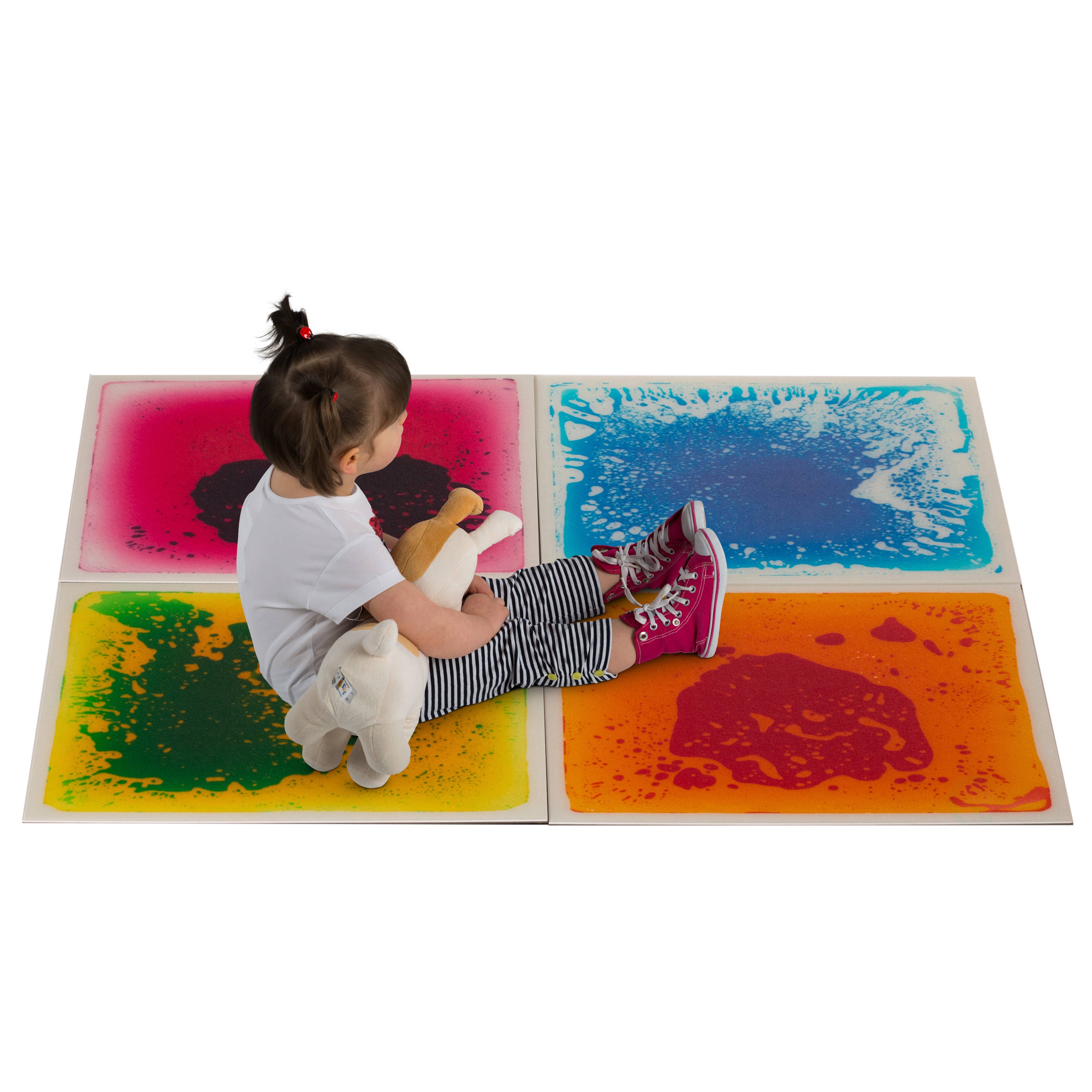 Quickway Imports - Wholesale Toy Set - Kids - Sensory Liquid Gel Floor Square Tiles, Kids Floor Mat, 4PacK8