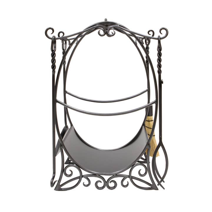 ACHLA Designs - Wholesale Fireplace Screen - Cottage Wood Holder w/ Tools3