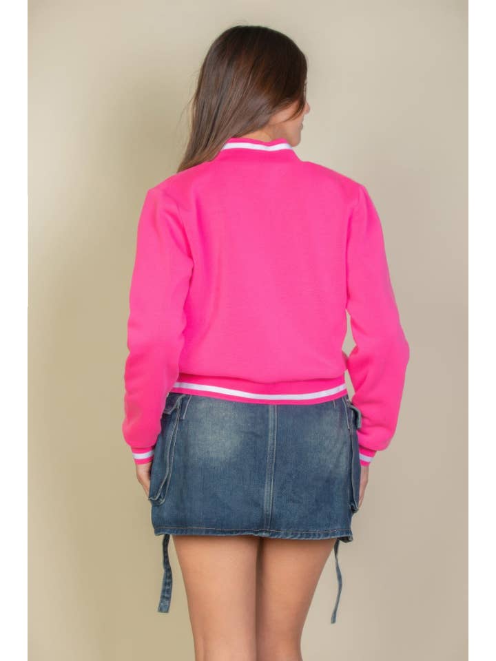 CC Wholesale Clothing - Wholesale Varsity/Baseball Jacket - Women's - Ezwear Letter Patched Crop Varsity Jacket6