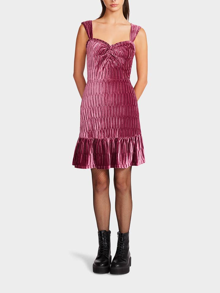 Pleated Velvet Sweetheart Mini Dress for wholesale by Betsey Johnson
