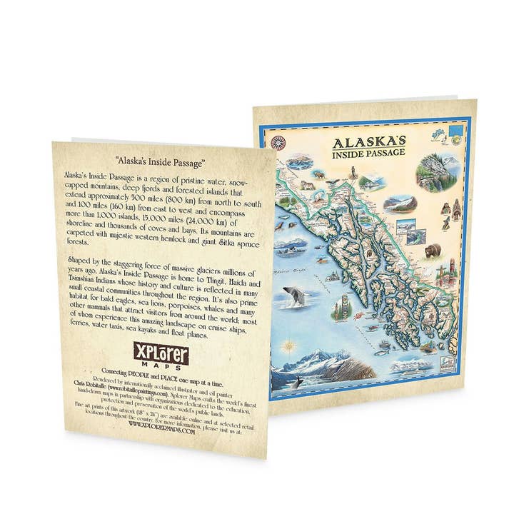 Tarjeta de notas con el mapa del Pasaje Interior de Alaska, en blanco para venta al por mayor de XPLORER MAPS