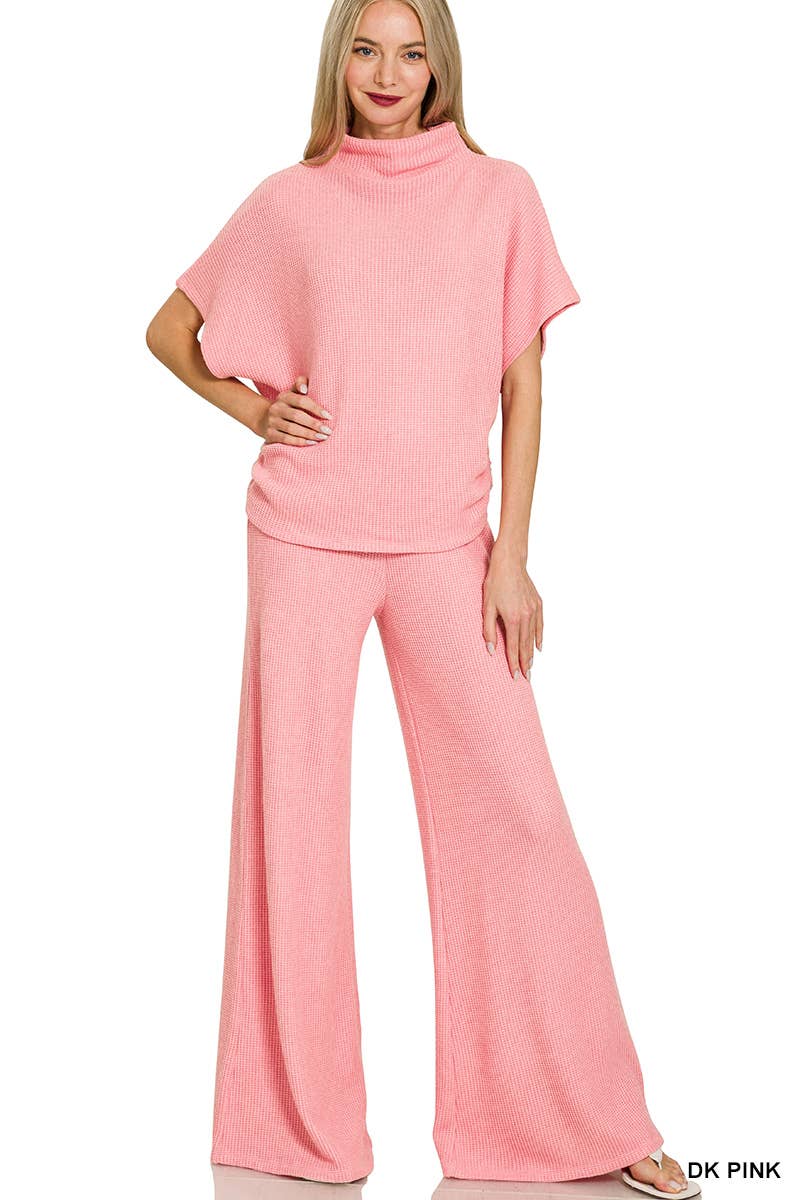 Vanilla Monkey - Wholesale Lounge Set - Women's - Sweater Mock Neck Short Sleeve Top &amp; Long Pants Set11