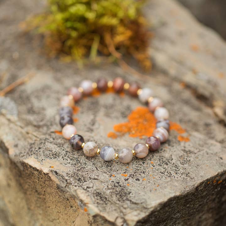 8mm Botswana Agate Meaningful Gemstone Bracelet for wholesale by HorseFeathers Jewelry & Gifts LLC
