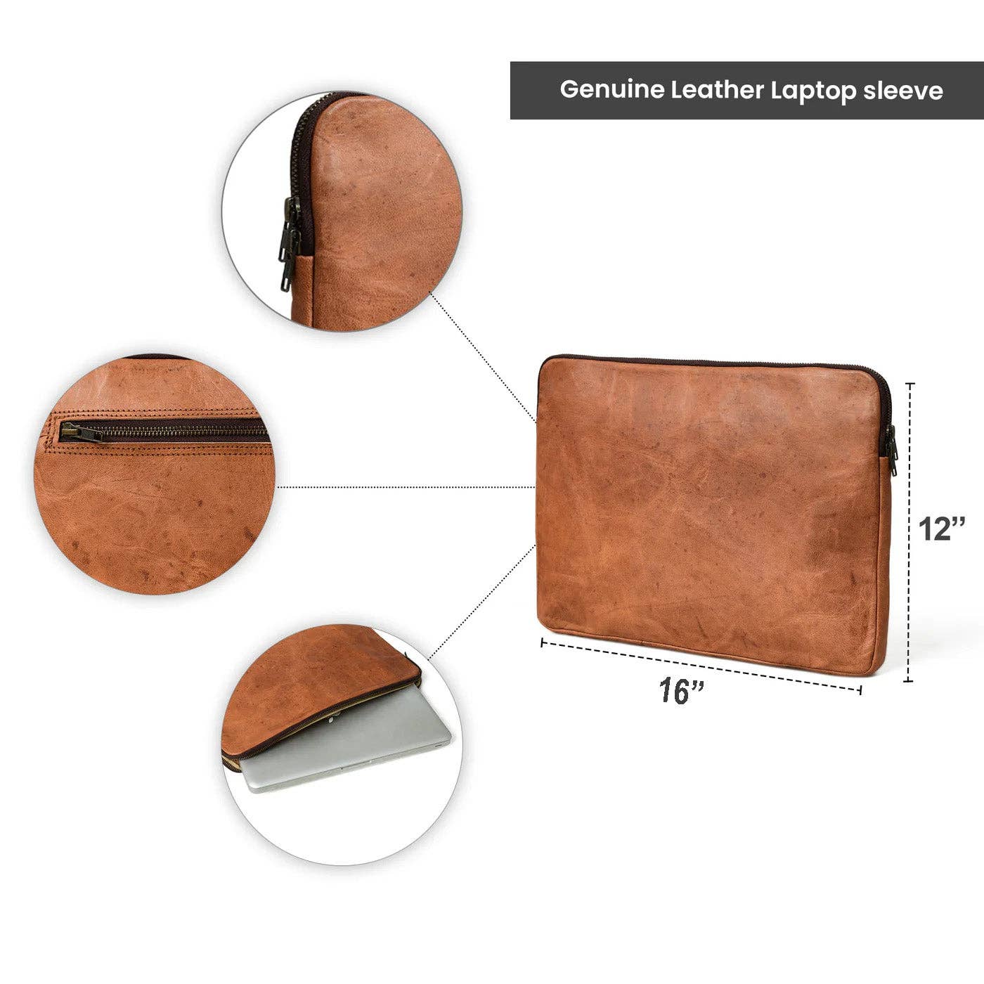 Classy Leather Bags – Engroshandel Taske til bærbar computer/tablet - Dame – Zento laptop Sleeve - Tan brun12
