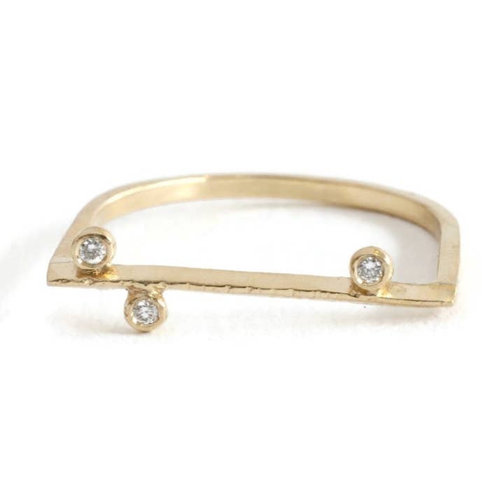 U-Ring mit 3 Diamanten für den Großhandel -R183YG, R183RG, R183WG für den Großhandel von Linn.