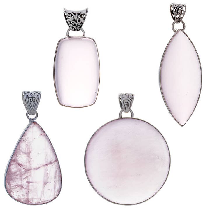Assorted Shapes X-Large Rose Quartz Pendant (42 to 68mmH) for wholesale by Kheops BLJ Jewelry