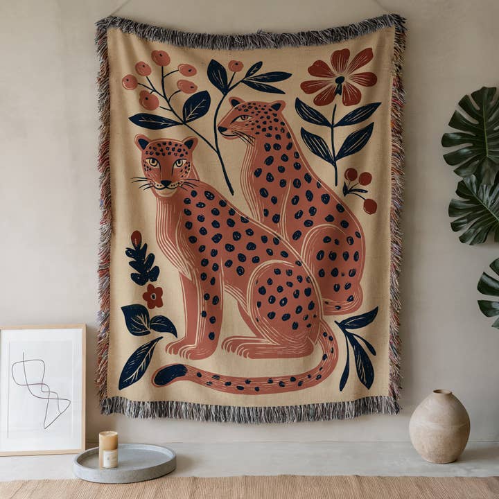 Botanicals Wild Cheetah Tapestry – Modern väggdekoration för wholesale av CasaIuliia