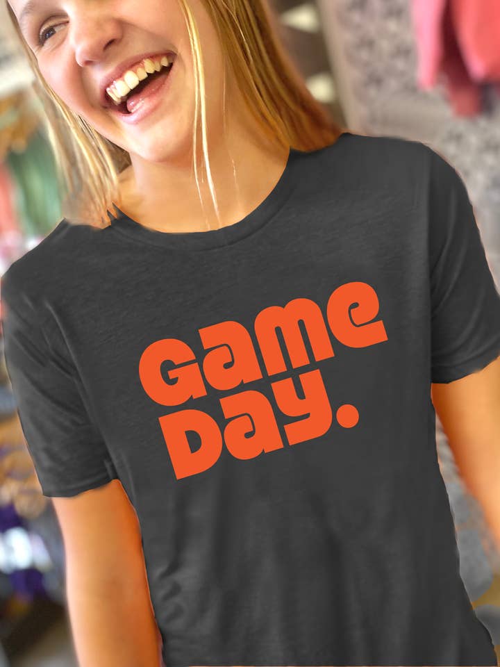 Graphic Tee - Game Day Black/Orange for wholesale by Lucky Penny