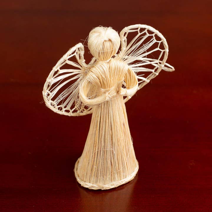 Factory Direct Craft - Wholesale Christmas Decoration - 4" Natural Abaca Straw Cone Angel Doll