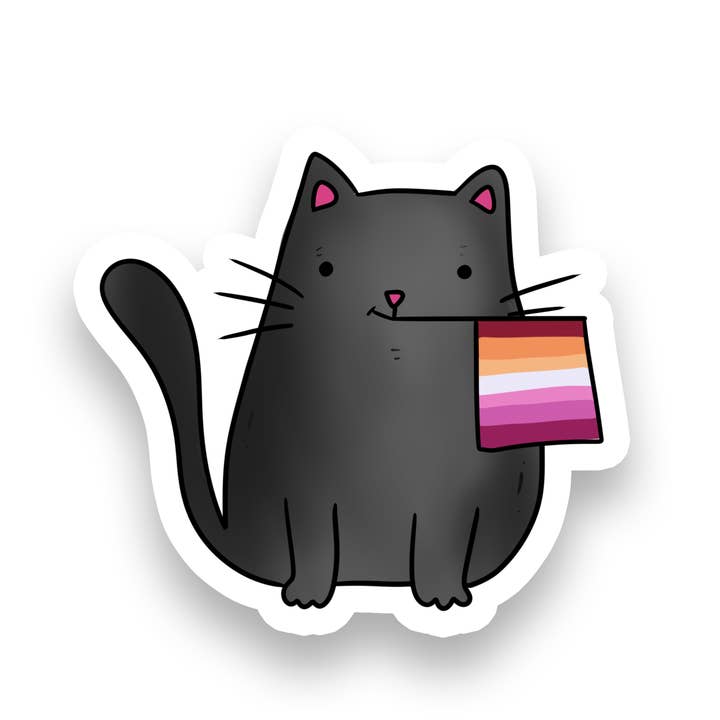 Lesbian Pride | LGBTQ | Cat | Waterproof Sticker | 2.5" for wholesale by Rebel and Siren Stickers