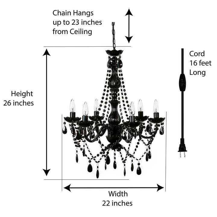 Think Brink - Wholesale Chandelier/Hanging Light - 6 Light Black Plug-in Chandelier1