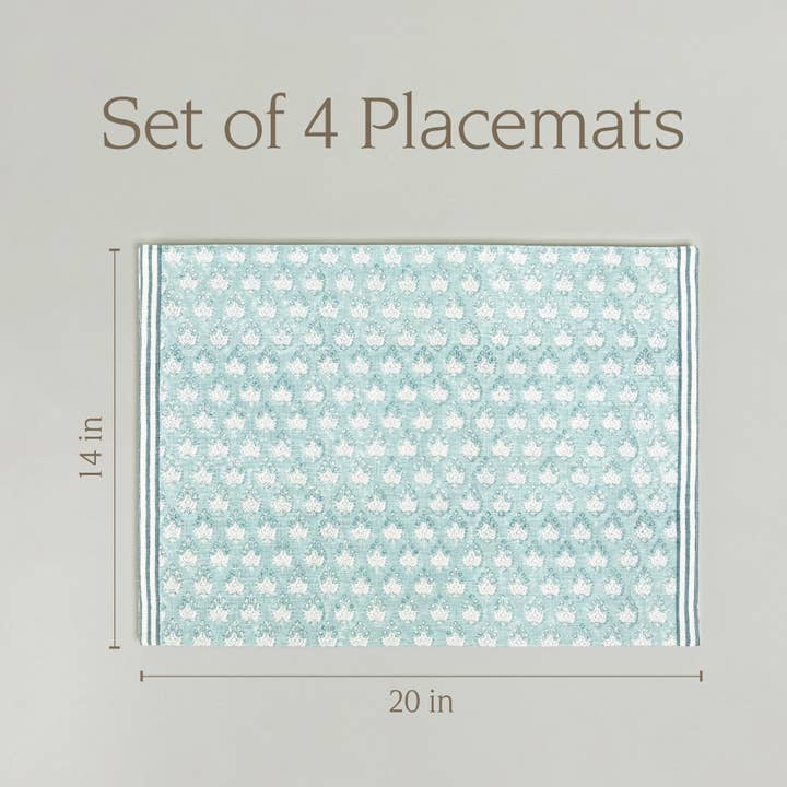 over&back - Wholesale Placemat - Artisan Hand-Blocked Placemats – 100% Cotton – Set of 44