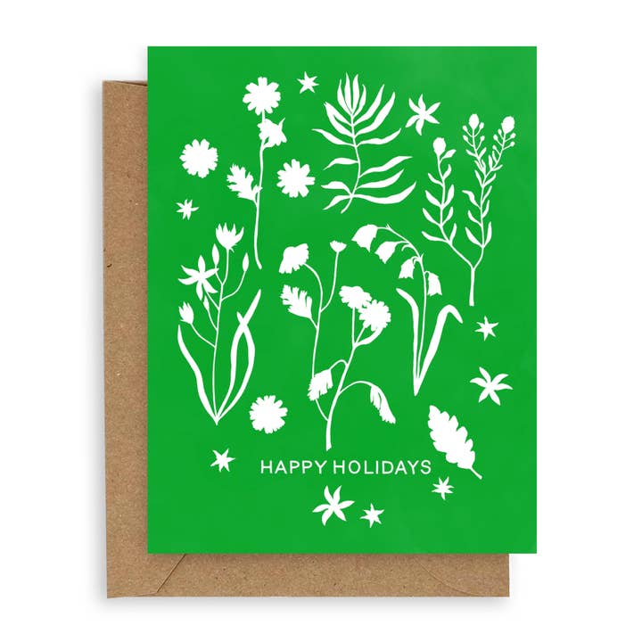 Green Flora Holiday Card for wholesale by Adelfi