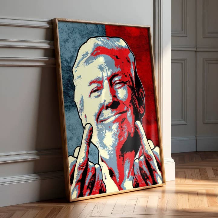 Dobbelt Ned | Trump Mellemfinger Pop Art Vægprint for engroshandel hos Belter Prints