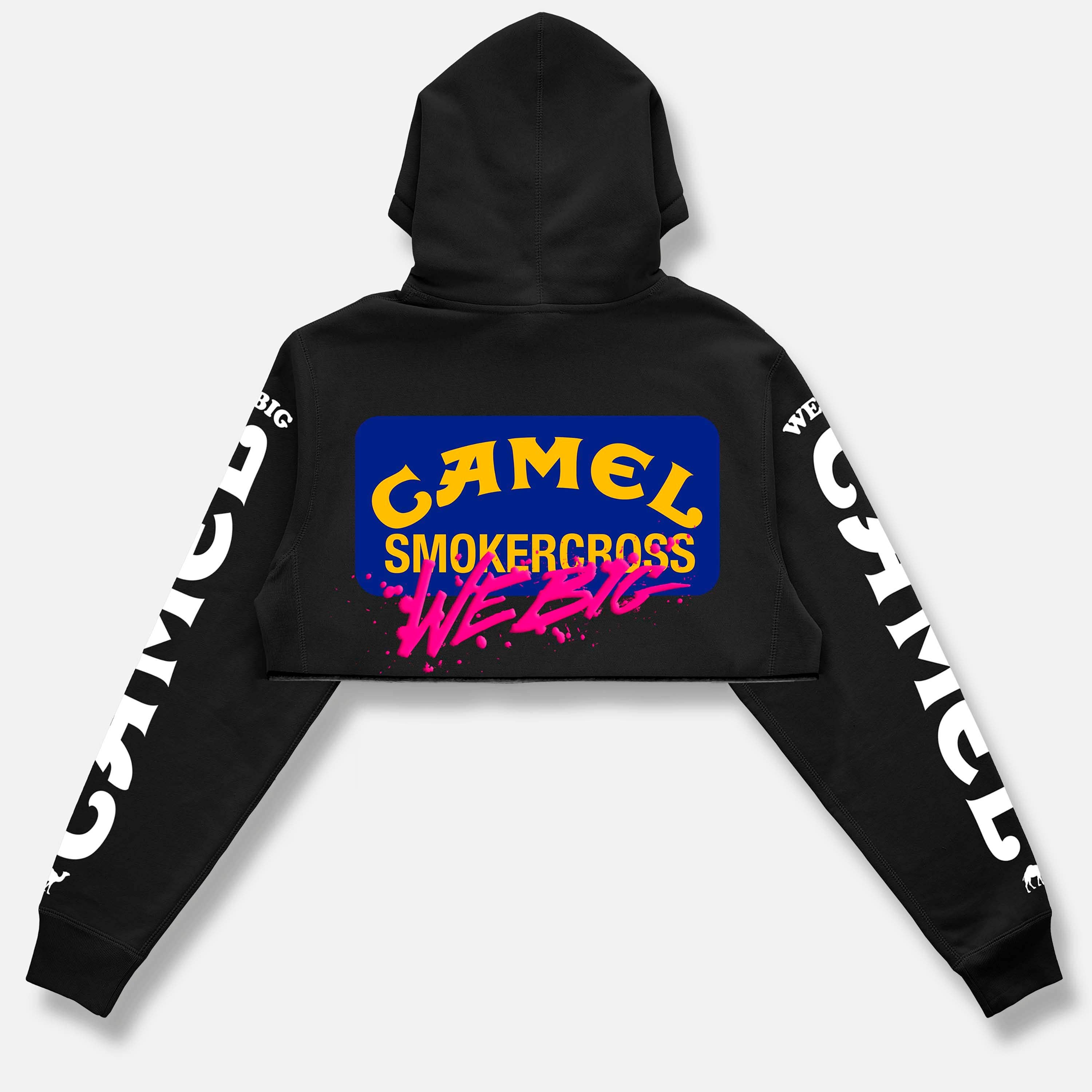 Webig Moto Company - Wholesale Hoodie - Women's - CAMEL PUFFED & BUFFED CROP PULLOVER BLACK HOODIE1