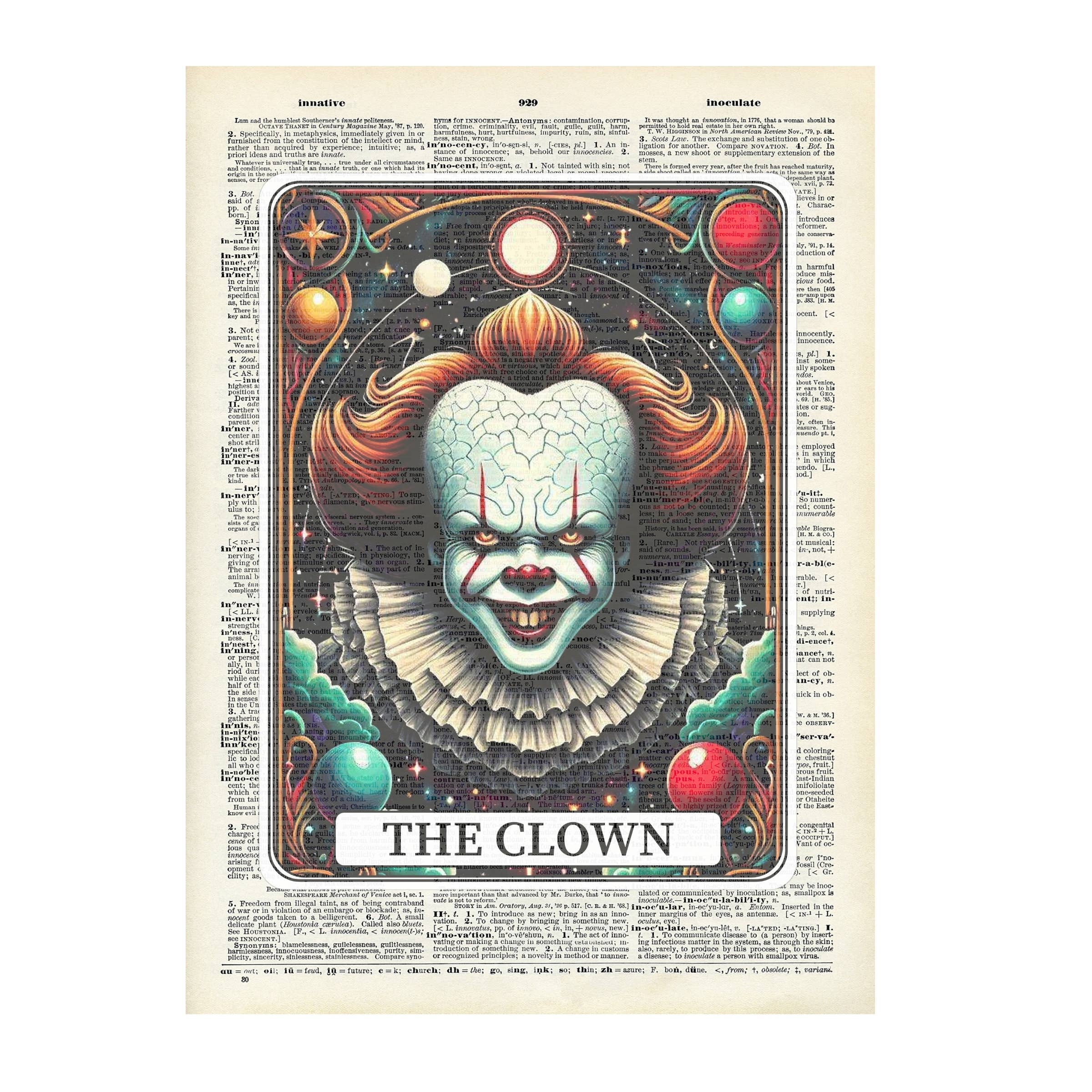 Crazilyhumbledesigns - Wholesale Art Print - Penny wise, The Clown, Halloween, Vintage, Dictionary Prints0