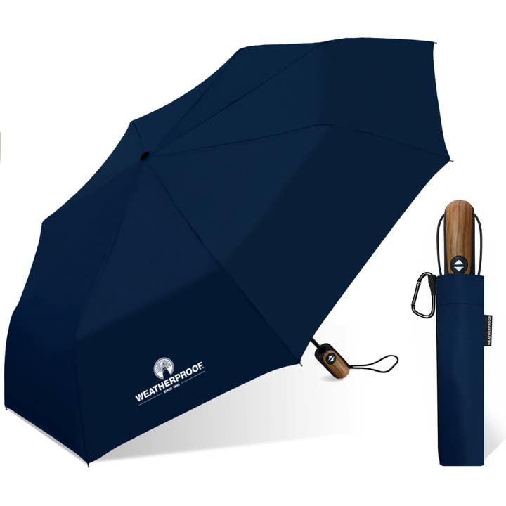 Wetterfester, 46 Zoll großer, kompakter Regenschirm mit automatischem Öffnen/Schließen, Marineblau für den Großhandel von Chaby International