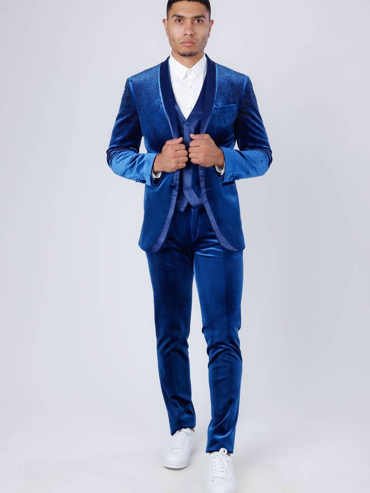 Herren Samt Strass Schalkragen Anzüge 4SU23 für den Großhandel von BARABAS