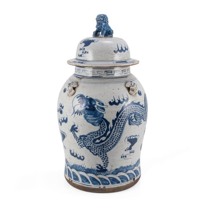 Motif de dragon vintage en forme de pot de temple, grand format pour la vente par Legend Accents