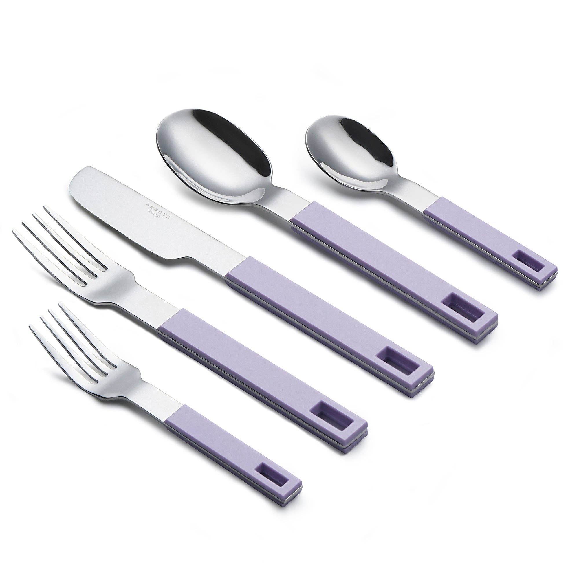 ANNOVA - Wholesale Flatware Set - ANNOVA Block Handle Silverware Set 20 Pieces Color Modern Style Flatware40