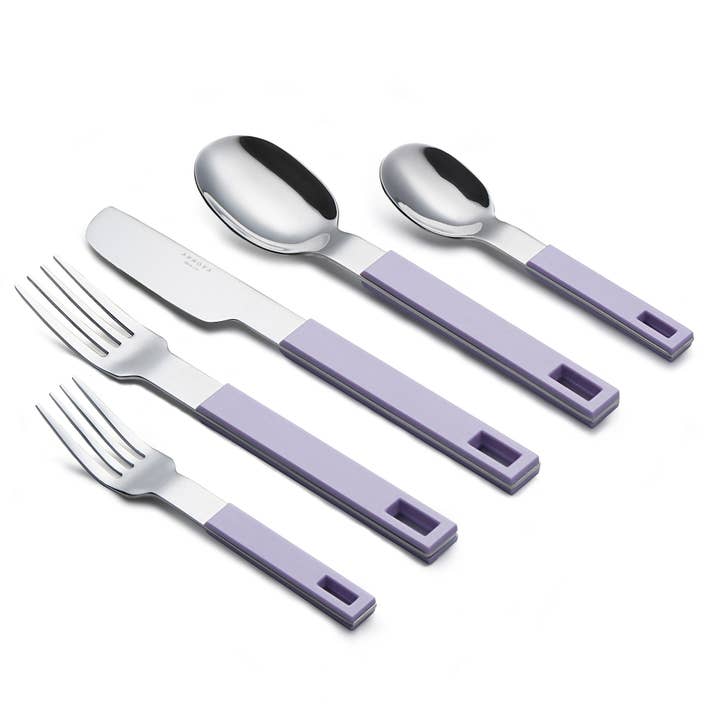 ANNOVA - Wholesale Flatware Set - ANNOVA Block Handle Silverware Set 20 Pieces Color Modern Style Flatware40