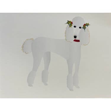 Studio Daedre - Wholesale Stationery/Notecard Set - Christmas Standing White Poodle Dog - Boxed Note Cards0