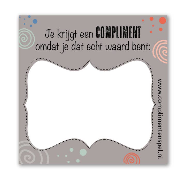 Complimenten Post-it "Je krijgt een compliment omdat je dat echt waard bent" for wholesale by complimentenspel