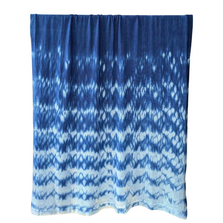 Indigo Rain - Handmade Plant-Dyed Merino Wool Blanket for wholesale by Wooliie