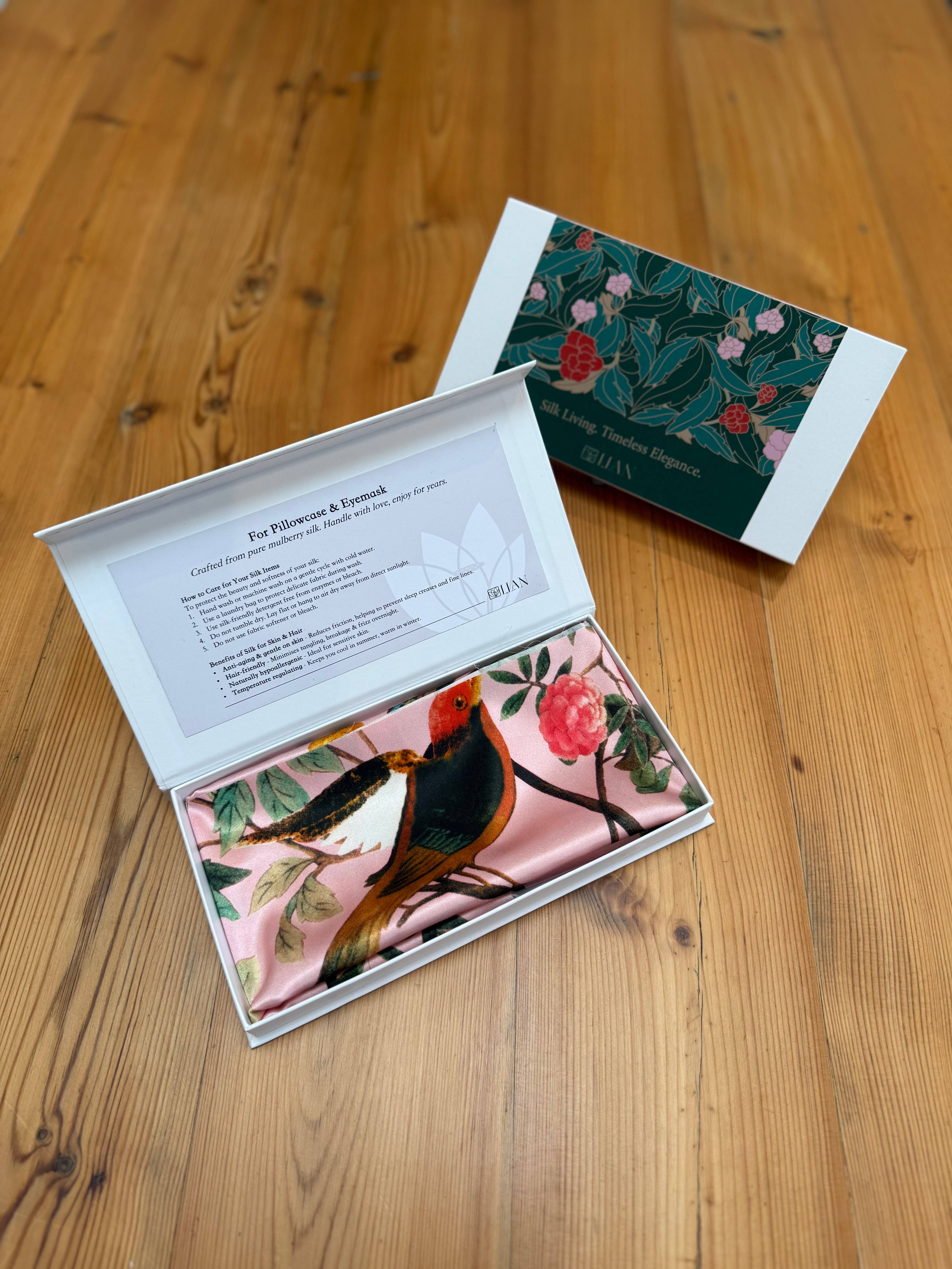 Lian Collection - Vente Taies/housses d'oreiller - Taie d'oreiller 100 % soie de mûrier - Mélodie florale en rose6