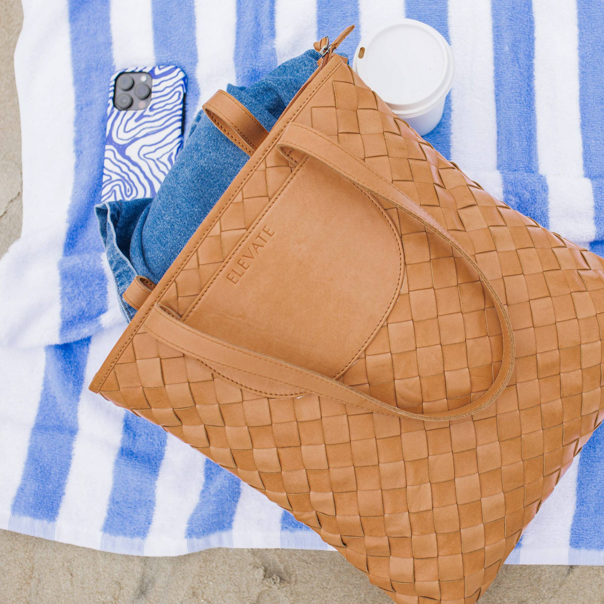 Elevate - Wholesale Tote Bag - Women's - Shirin Woven Leather Tote7