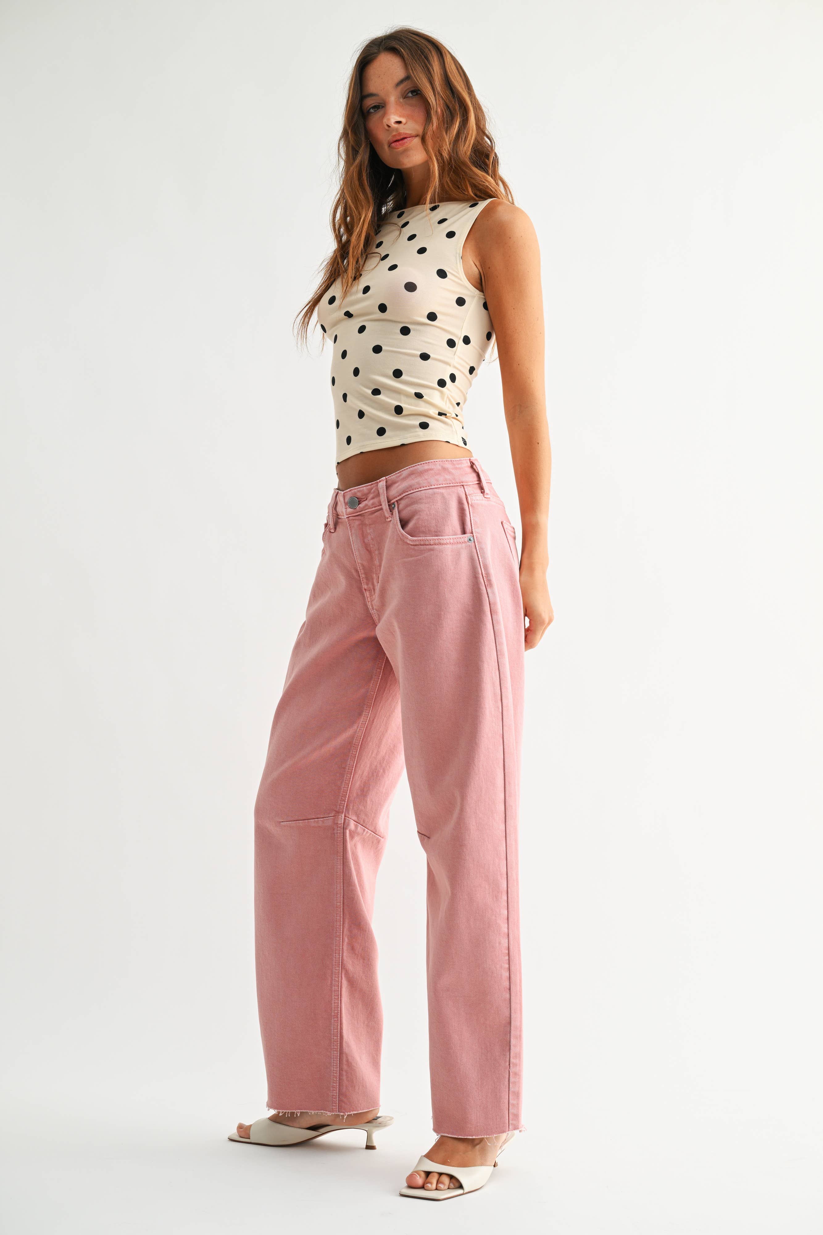 Just USA Jeans - Wholesale Jeans - Women's - JP408 - WPINK - Mid Rise Barrel Jean2