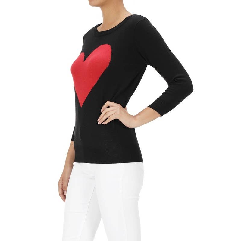 Mak – wholesale Pullovertröja - Dam – Heart Chenille Crewneck 3/4 ärm tröja MK359520