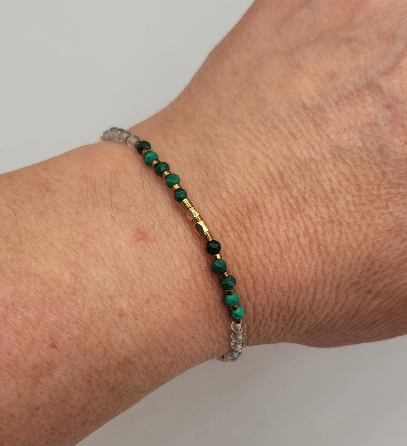 Meraki Gemstones - Wholesale Beaded Bracelet - CANCER HEALING HARMONY-Malachite/Clear/Rose Quartz Bracelet7