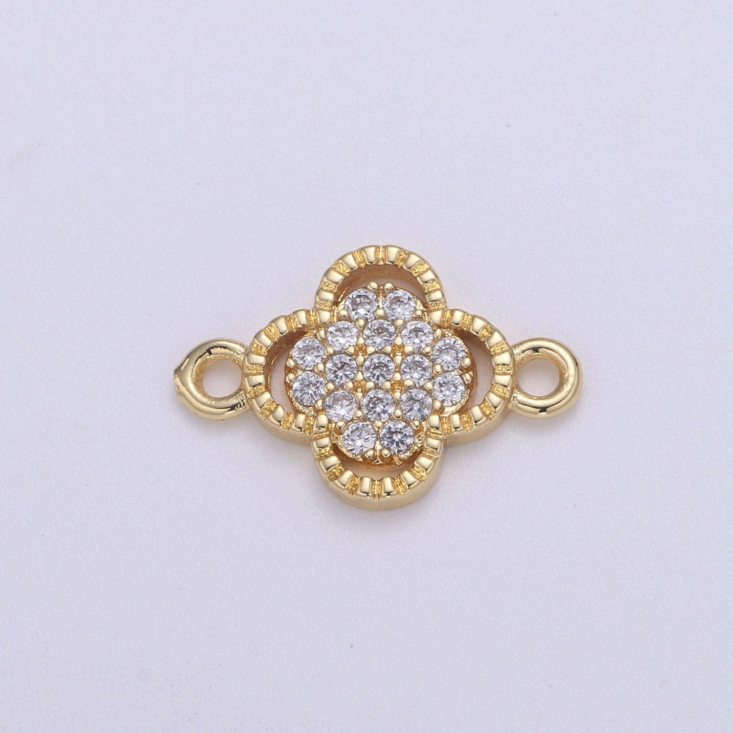 Aim Eternal - Wholesale Individual Charm/Pendant - 14K Gold filled Clover Connectors, Lucky Charm Connector Cubic Clover Jewelry Craft Supply Link Connector Shamrock Bracelet Necklace F-6030
