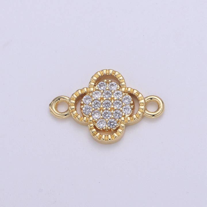 Aim Eternal - Wholesale Individual Charm/Pendant - 14K Gold filled Clover Connectors, Lucky Charm Connector Cubic Clover Jewelry Craft Supply Link Connector Shamrock Bracelet Necklace F-603