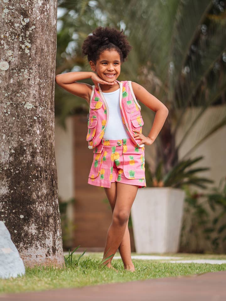 Pineapple Print Shorts With Front Pockets. for wholesale by I Am...Just For Little