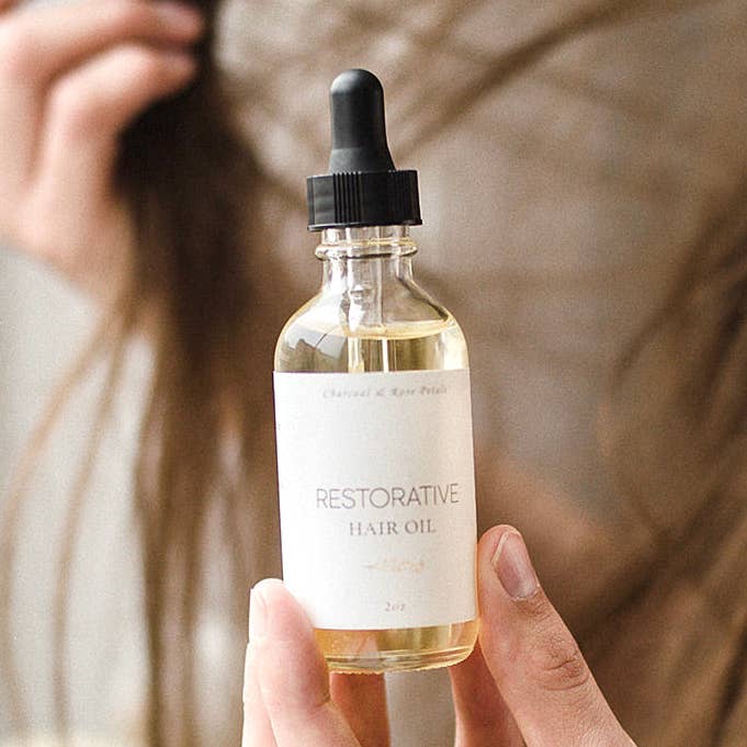 Restorative Hair Oil for wholesale by Charcoal & Rose Petals