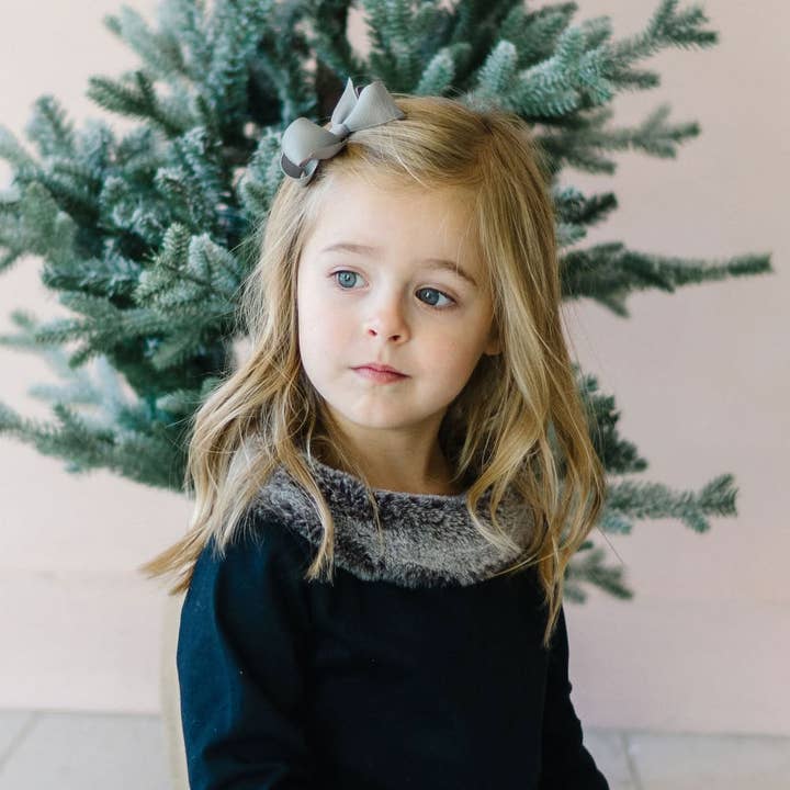 Long Sleeve Ponte Dress with Faux Fur - Baby for wholesale on Faire