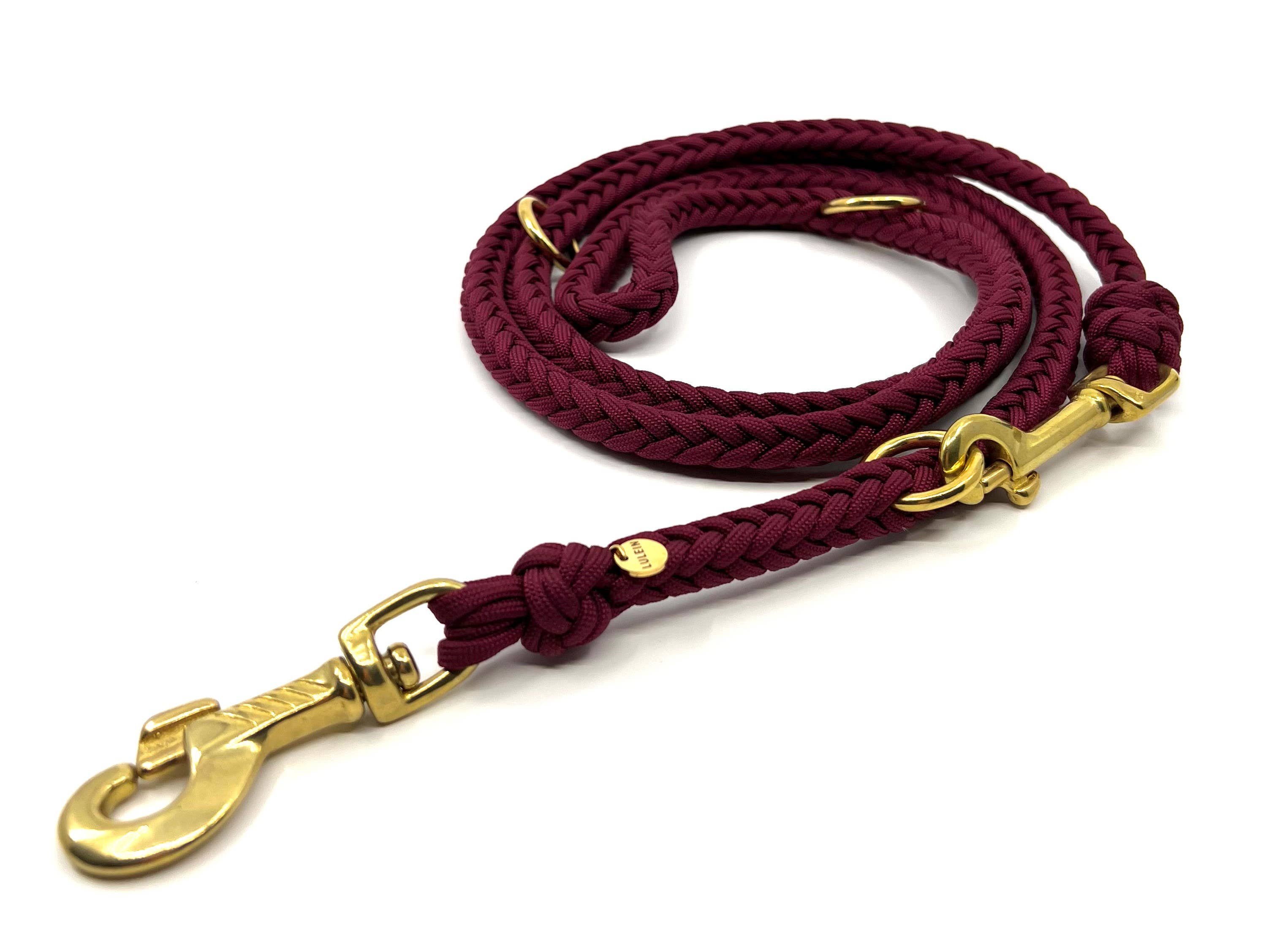 Lulein - Wholesale Hondenriem - Hond - Fishbone bordeaux 3-weg verstelbare paracord hondenriem1