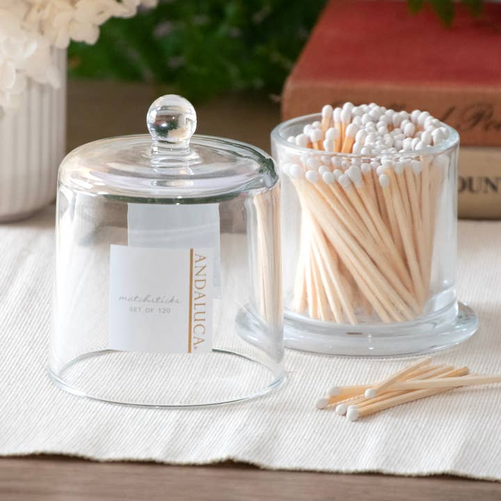 Andaluca - Wholesale Matches - Glass Jar with Lid & 120 Wooden White Matches1