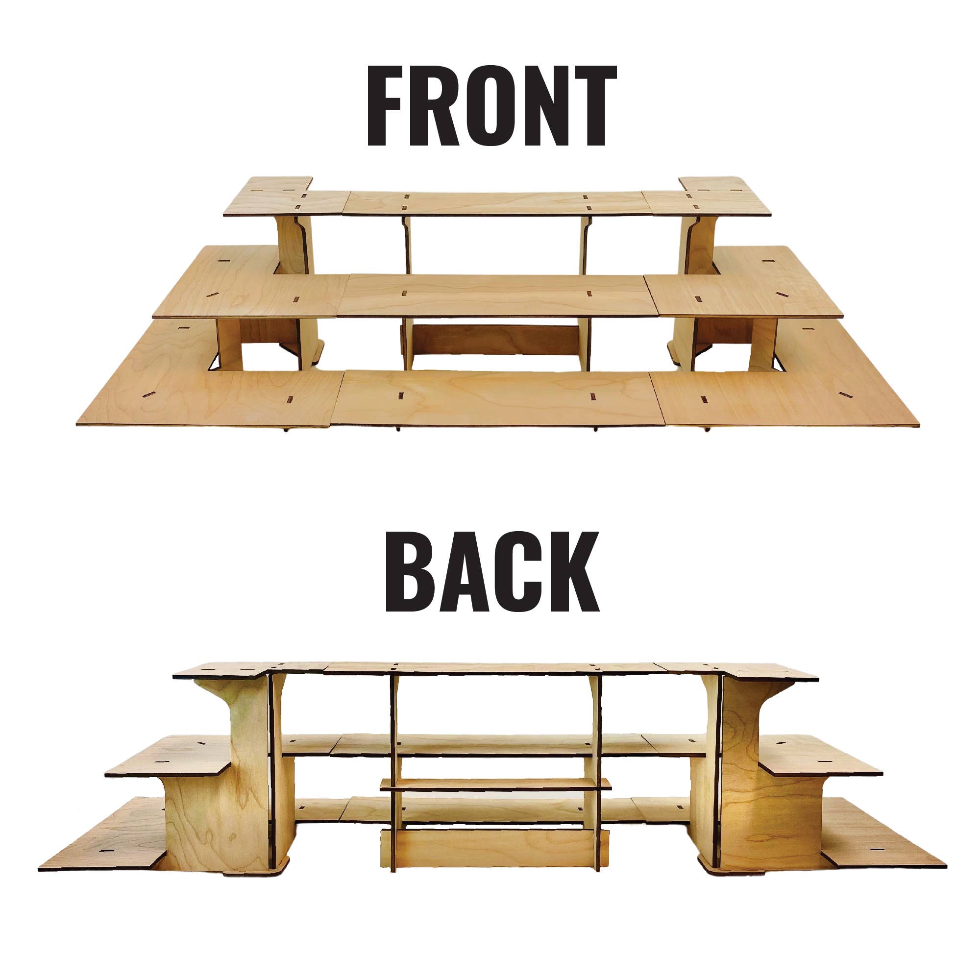 Torched Displays - Vente Support/étui pour présentoir - Présentoir d’angle en bois à 3 niveaux avec étagères8