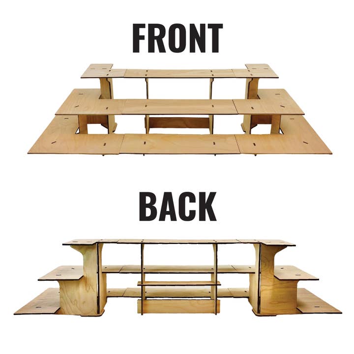 Torched Displays - Vente Support/étui pour présentoir - Présentoir d’angle en bois à 3 niveaux avec étagères8