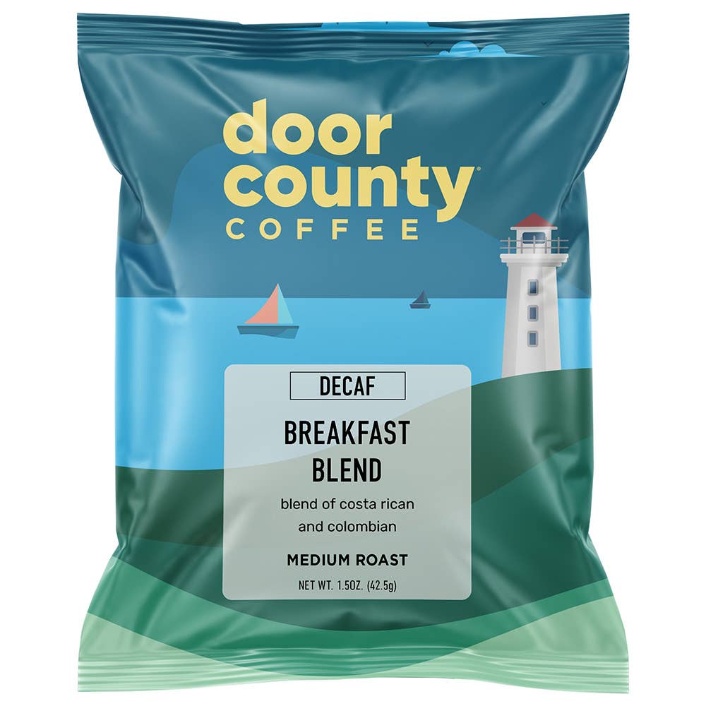 Door County Coffee - Wholesale Ground Coffee - Breakfast Blend DECAF Medium Roast Ground, 1.5oz, 6 pack2