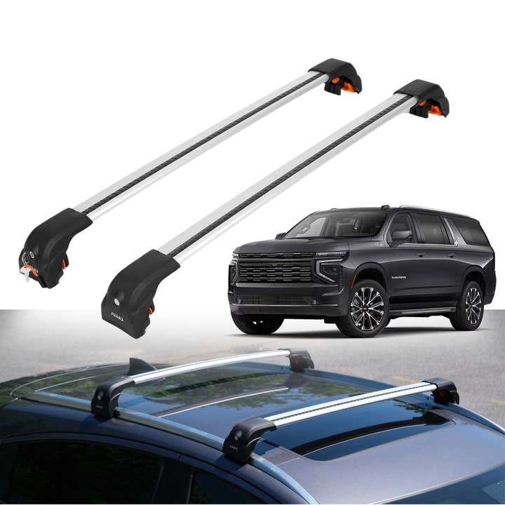 Barres de toit transversales Erkul 220 LBS compatibles avec Chevrolet Suburban 2021-2026, argentées pour la vente par Erkul Auto USA