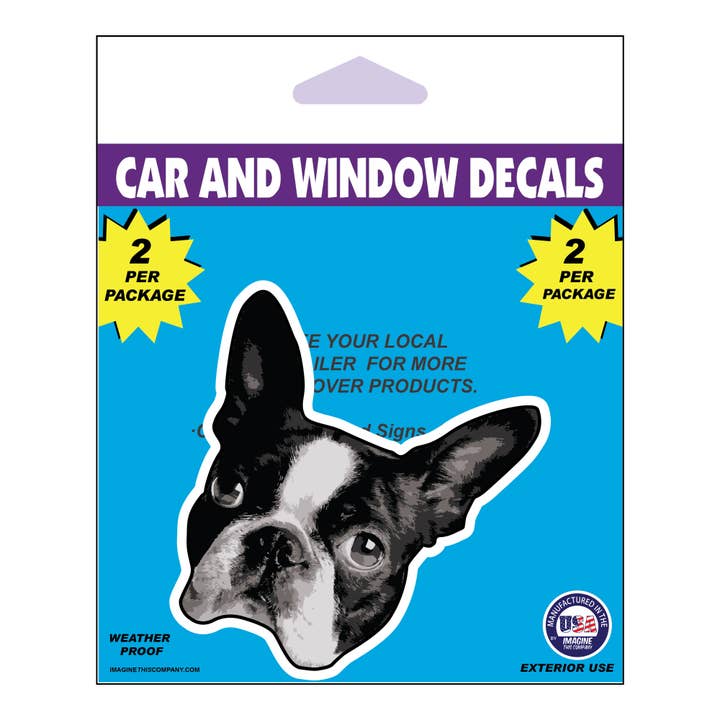 Boston Terrier Dog Face Decal 2 Pack for wholesale by Imagine This Company