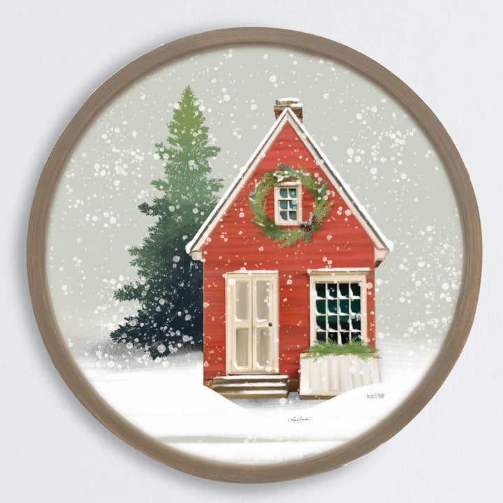 Maison de Noël rouge - FEN409CF pour la vente par Penny Lane Fine Art