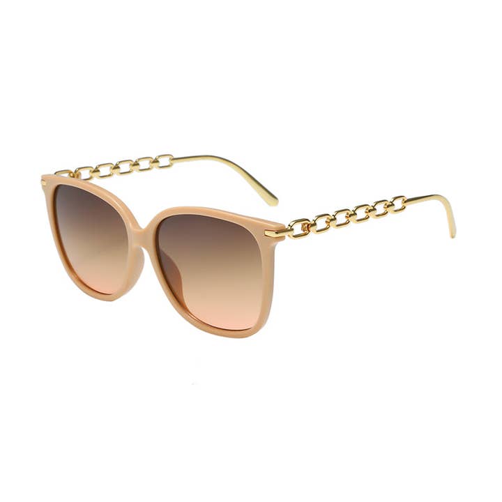 Prime Opticals - Wholesale Sunglasses - Women's - F3010, Fashionable Sunglasses with Gold Color Chain Arms5